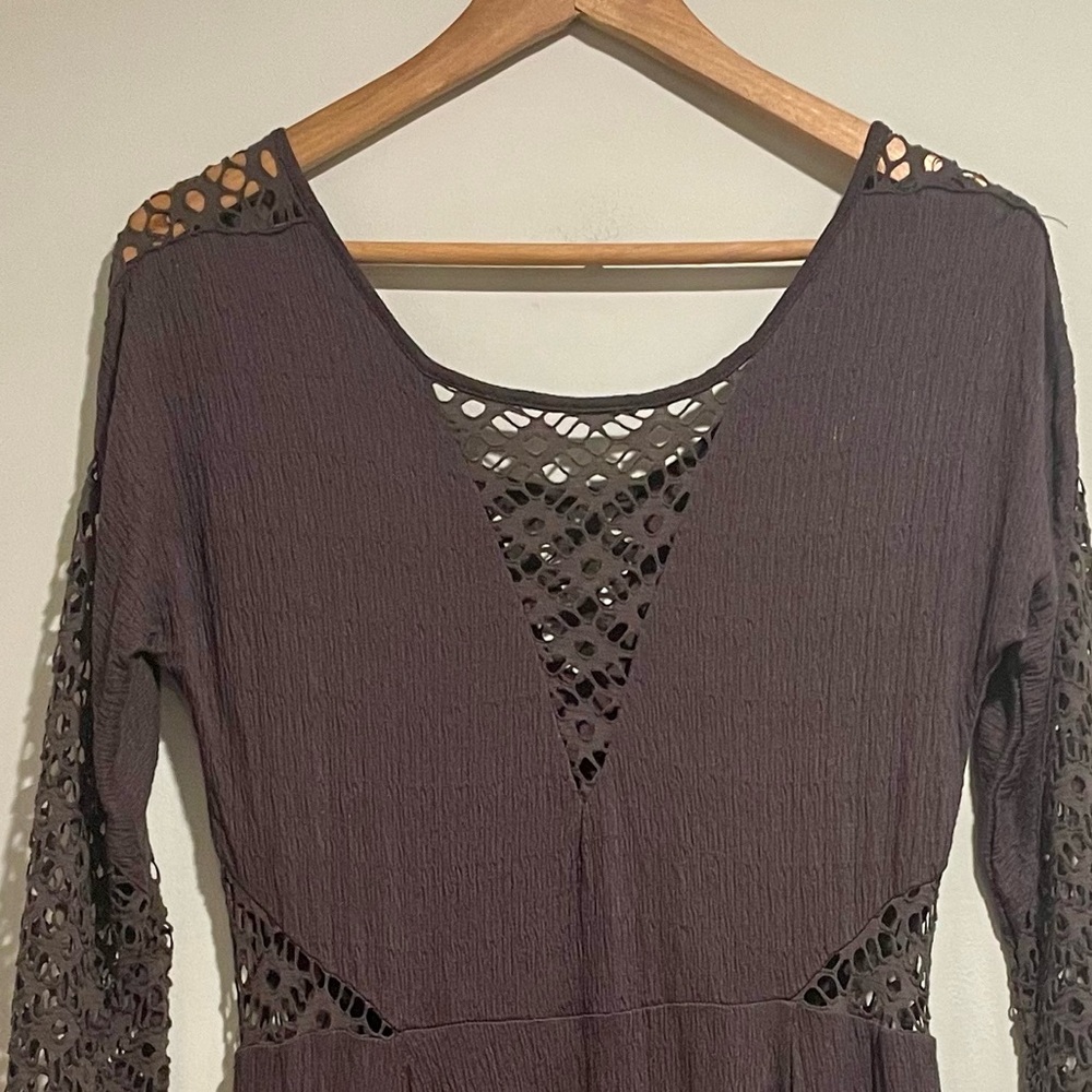 New! Free People long sleeve mini dress with lace insets - Picture 10 of 14